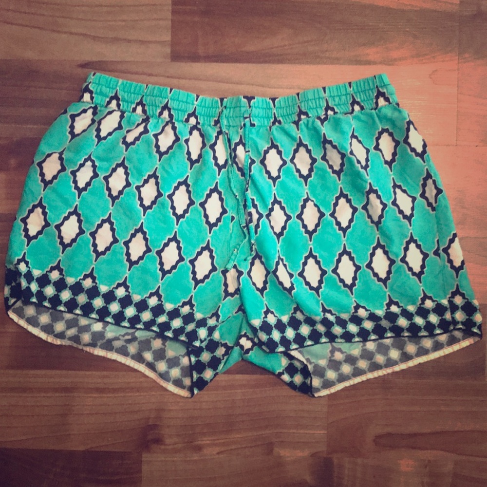 Aqua and Navy Patterned Shorts